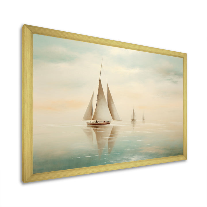 Beige Boat Minimalism I - Boat Canvas Wall Art