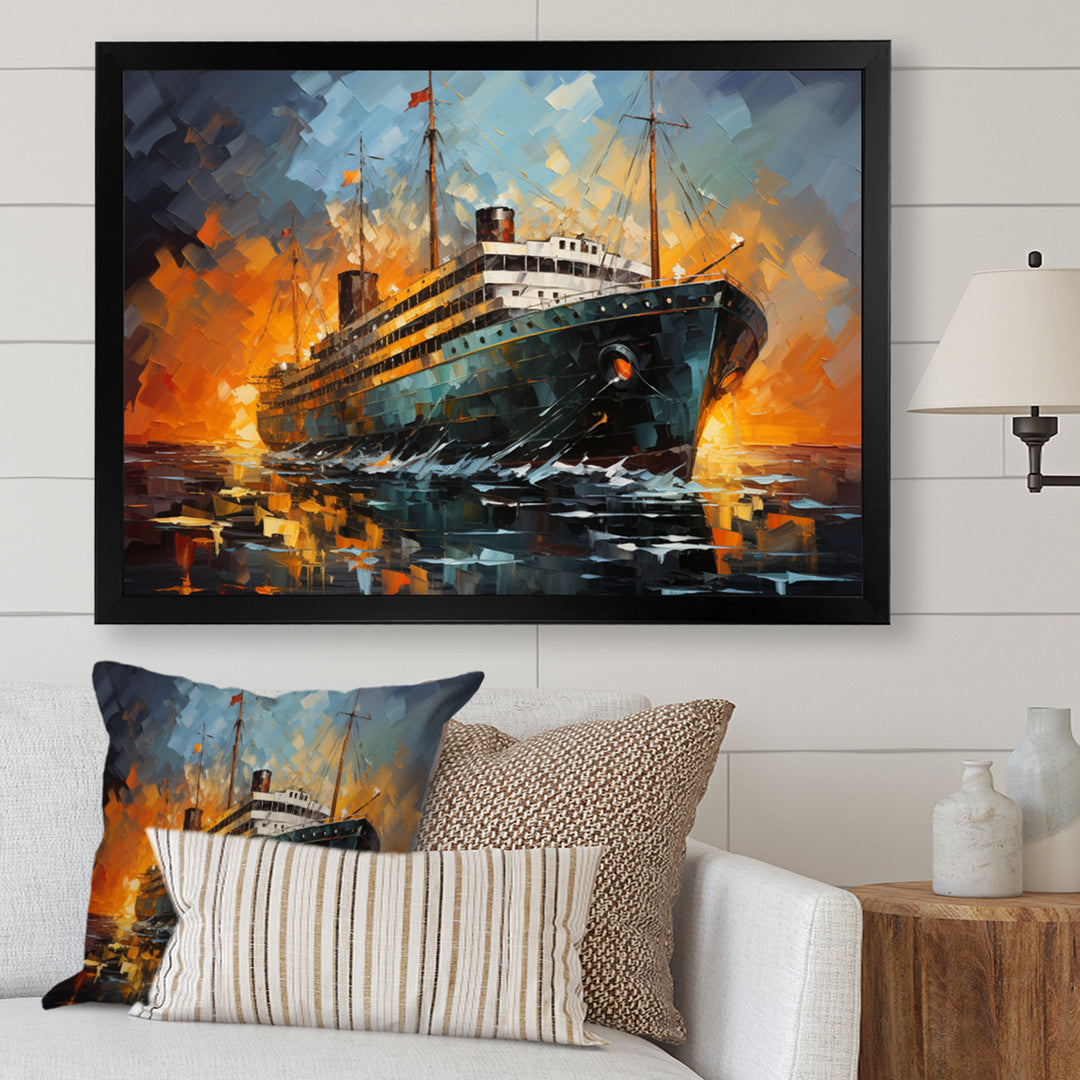 Boat Titanic Collage Interwoven I - Boat Canvas Wall Art