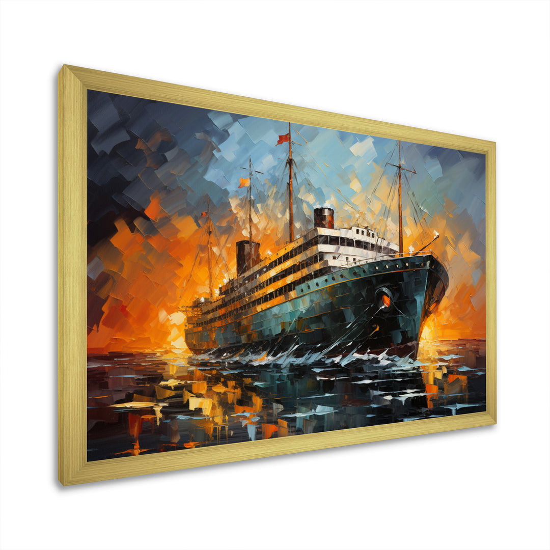Boat Titanic Collage Interwoven I - Boat Canvas Wall Art