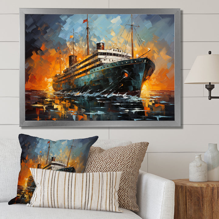 Boat Titanic Collage Interwoven I - Boat Canvas Wall Art