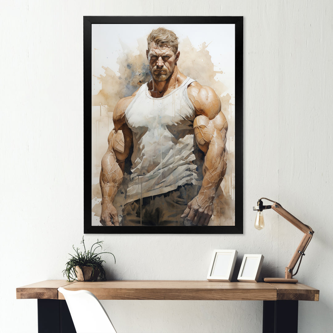 Bodybuilding Front Relaxed Pose I - Aerobic &amp; Bodybuilding Canvas Wall Art