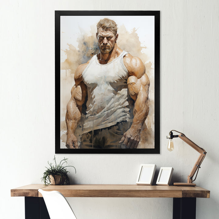 Bodybuilding Front Relaxed Pose I - Aerobic &amp; Bodybuilding Canvas Wall Art