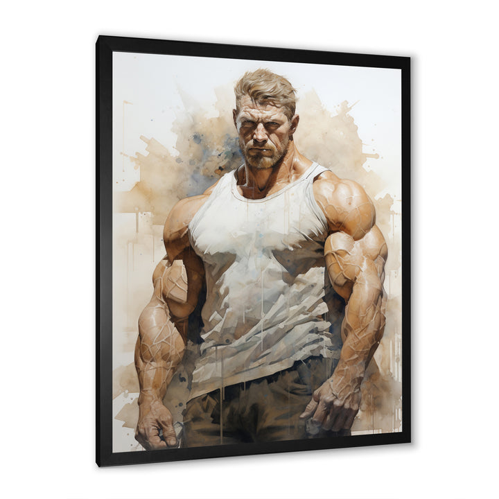 Bodybuilding Front Relaxed Pose I - Aerobic &amp; Bodybuilding Canvas Wall Art