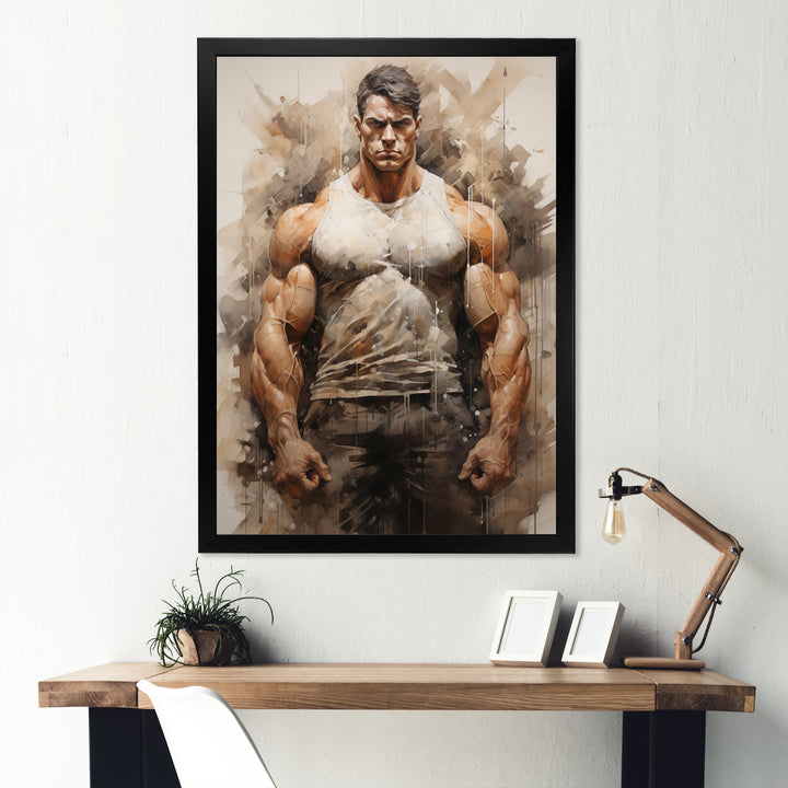 Bodybuilding The Titans Pose - Aerobic &amp; Bodybuilding Canvas Wall Art