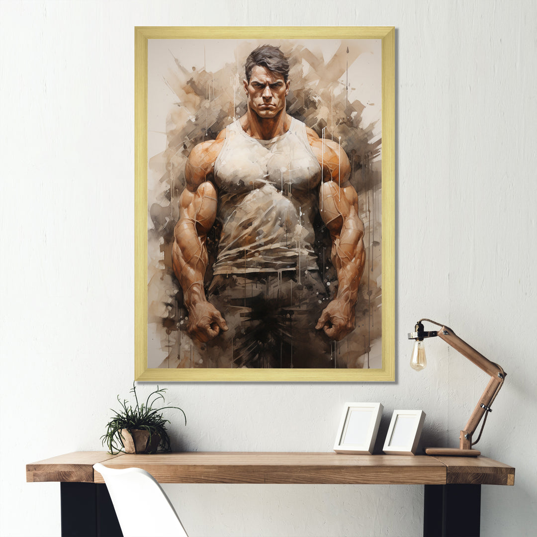 Bodybuilding The Titans Pose - Aerobic &amp; Bodybuilding Canvas Wall Art