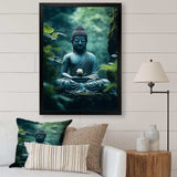 Teal Buddhism Buddhas Serenity I - Spiritual Canvas Wall Art