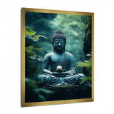 Teal Buddhism Buddhas Serenity I - Spiritual Canvas Wall Art