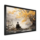 Grey And Yellow Buddhism Enlightened Path II - Spiritual Canvas Wall Art