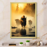 Yellow Black Buffalo Ethereal Grazing - Buffalo Canvas Wall Art