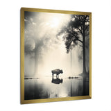 Grey Buffalo Ethereal Grazing - Buffalo Canvas Wall Art