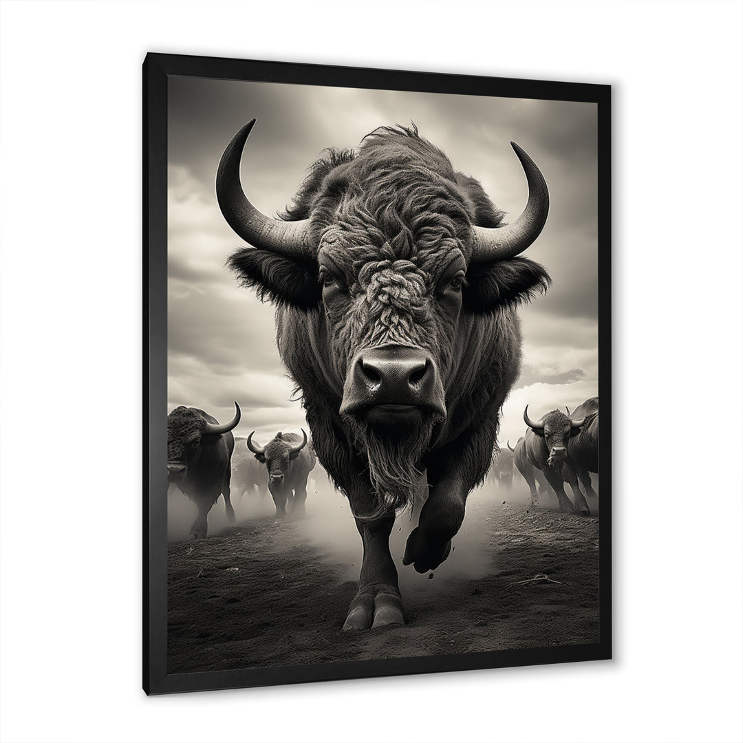Grey Buffalo Grazing Giants - Buffalo Wall Decor