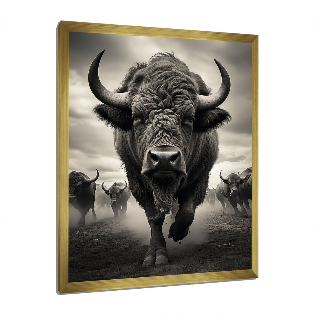 Grey Buffalo Grazing Giants - Buffalo Wall Decor