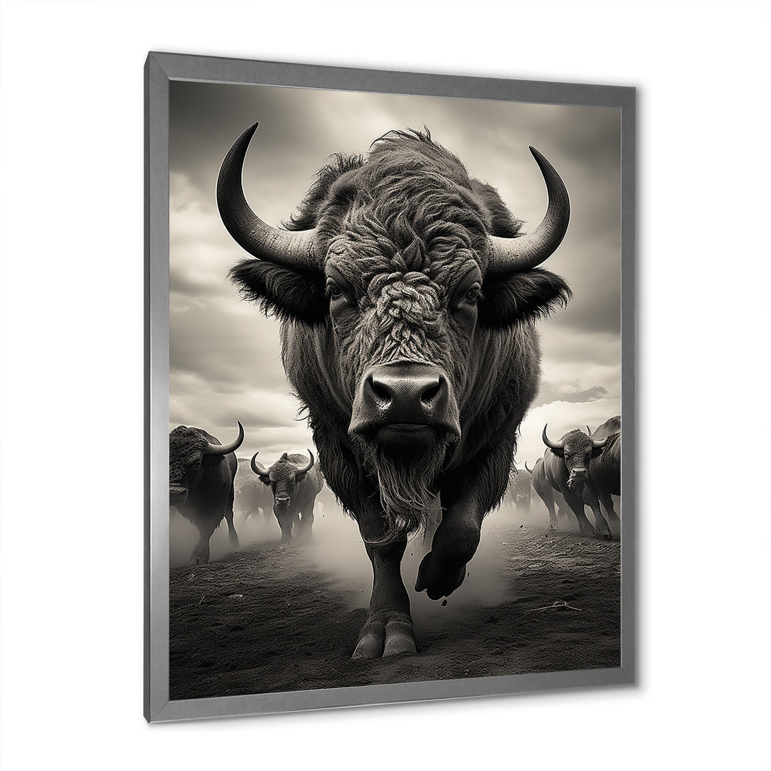 Grey Buffalo Grazing Giants - Buffalo Wall Decor