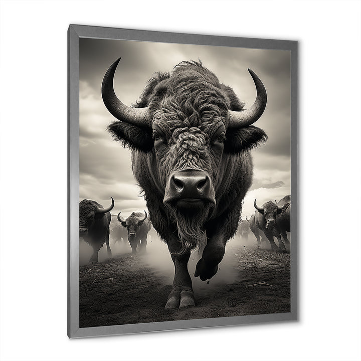 Grey Buffalo Grazing Giants - Buffalo Wall Decor