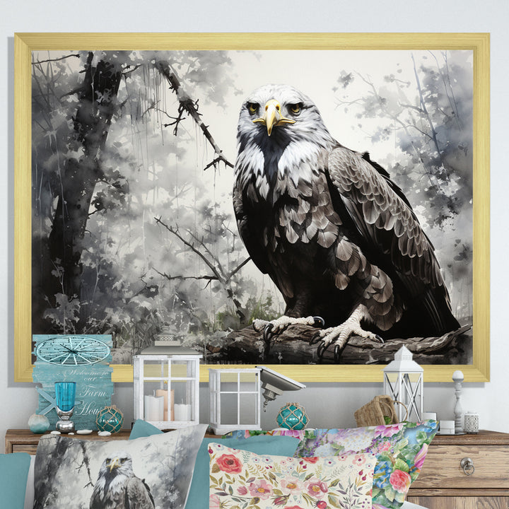 Grey Eagle Shadows Of Serenity - Eagle Framed Canvas Art