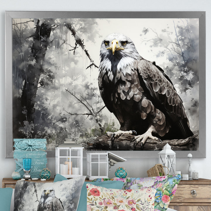 Grey Eagle Shadows Of Serenity - Eagle Framed Canvas Art