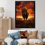 Orange Brown Buffalo Silhouette Serenade - Buffalo Home Decor Art