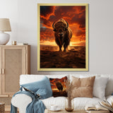 Orange Brown Buffalo Silhouette Serenade - Buffalo Home Decor Art