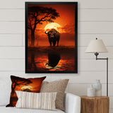 Red Black Buffalo Silhouette Serenade - Buffalo Bedroom Wall Art
