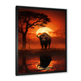 Red Black Buffalo Silhouette Serenade - Buffalo Bedroom Wall Art