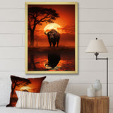 Red Black Buffalo Silhouette Serenade - Buffalo Bedroom Wall Art