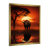 Red Black Buffalo Silhouette Serenade - Buffalo Bedroom Wall Art