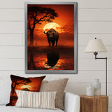 Red Black Buffalo Silhouette Serenade - Buffalo Bedroom Wall Art