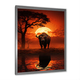 Red Black Buffalo Silhouette Serenade - Buffalo Bedroom Wall Art