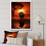Red Black Buffalo Silhouette Serenade - Buffalo Bedroom Wall Art