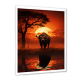 Red Black Buffalo Silhouette Serenade - Buffalo Bedroom Wall Art