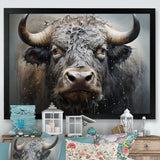 Brown Buffalo Whispering Whiskers Pointillism - Buffalo Canvas Wall Art