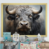 Brown Buffalo Whispering Whiskers Pointillism - Buffalo Canvas Wall Art