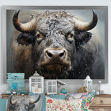 Brown Buffalo Whispering Whiskers Pointillism - Buffalo Canvas Wall Art
