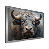 Brown Buffalo Whispering Whiskers Pointillism - Buffalo Canvas Wall Art