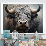 Brown Buffalo Whispering Whiskers Pointillism - Buffalo Canvas Wall Art