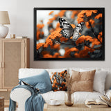 Coral Black Butterfly Fluttering Grace - Coral Butterfly Wall Art