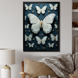 White Black Butterfly Fluttering Wings Butterflies - Butterfly Framed Canvas Art