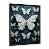 White Black Butterfly Fluttering Wings Butterflies - Butterfly Framed Canvas Art