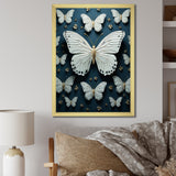 White Black Butterfly Fluttering Wings Butterflies - Butterfly Framed Canvas Art