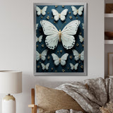 White Black Butterfly Fluttering Wings Butterflies - Butterfly Framed Canvas Art