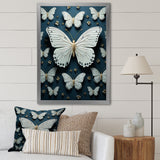 White Black Butterfly Fluttering Wings Butterflies - Butterfly Framed Canvas Art