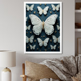 White Black Butterfly Fluttering Wings Butterflies - Butterfly Framed Canvas Art