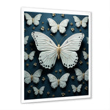 White Black Butterfly Fluttering Wings Butterflies - Butterfly Framed Canvas Art