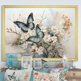 Blue White Butterfly Glimpse Of Serendipity - Animals Canvas Wall Art