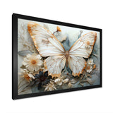 White Grey Butterfly Intricate Patterns - Animals Canvas Wall Art