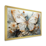 White Grey Butterfly Intricate Patterns - Animals Canvas Wall Art