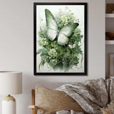 Green Butterfly Whirling Beauty - Animals Canvas Wall Art