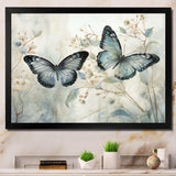 Blue Beige Butterfly Wings Of Serenity - Animals Canvas Wall Art