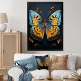 Teal Yellow Butterfly Animal - Butterfly Living Room Wall Art