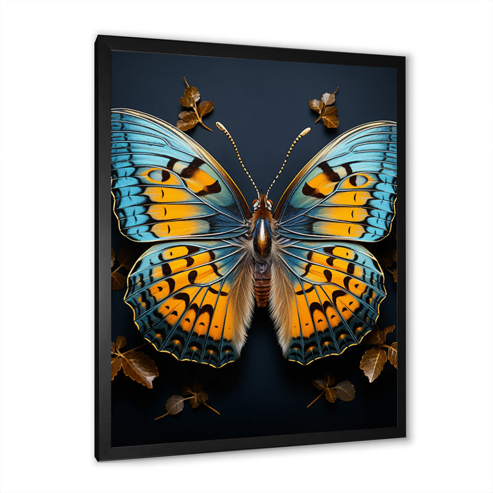 Teal Yellow Butterfly Animal - Butterfly Living Room Wall Art